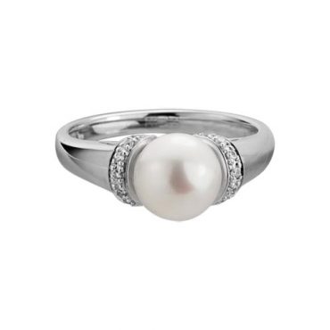 Pearl, Diamond and Gold Ring R1008