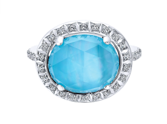 Turquoise and Mother of Pearl Ring R 1013