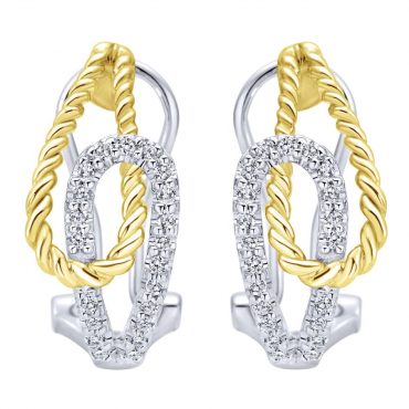 Diamond and Gold Braid Hoop Earrings ER1021