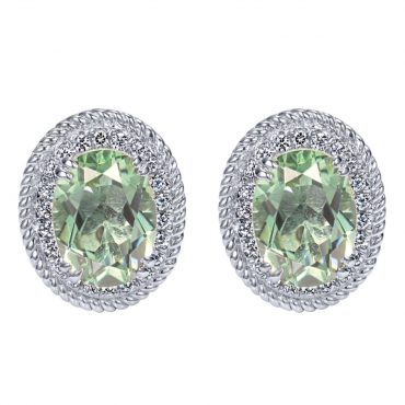Gold, Diamond and Green Amethyst Stud Earrings ER1028