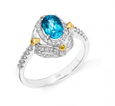 Gold, Diamond and Blue Topaz Ring R1029