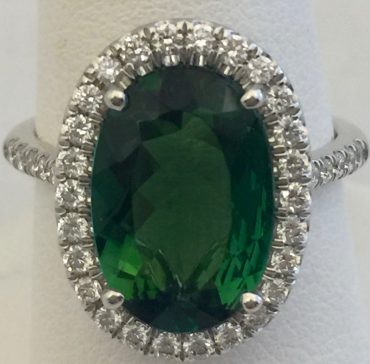 Gold, Diamond and Green Tourmaline Ring R1043