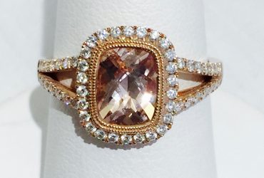 Gold, Diamond and Morganite Ring R1037