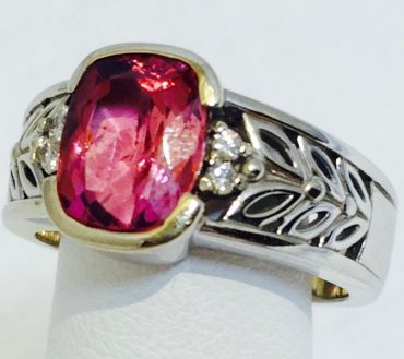 Gold, Diamond and Pink Tourmaline Ring R1057