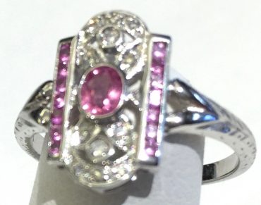 Gold, Diamond and Pink Sapphire Ring R1055
