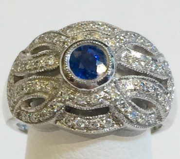 Diamond, Sapphire and Gold Ring R1066