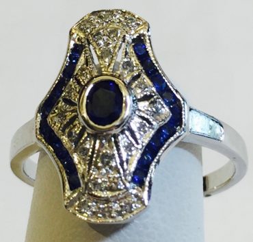 Diamond, Sapphire and Gold Ring R1069