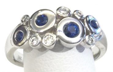 Diamond, Sapphire and Gold Ring R1073