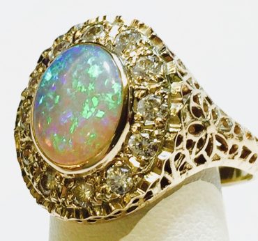 Diamond, Opal and Gold Ring R1089