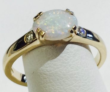 Diamond, Opal and Gold Ring R1095