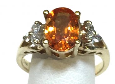 Diamond, Spessartine and Gold Ring R1082