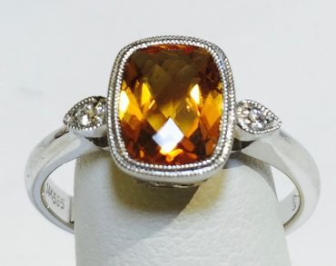 Diamond, Citrine and Gold Ring R1077