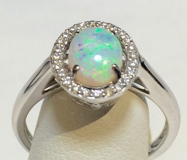 Diamond, Opal and Gold Ring R1093