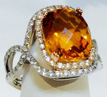 Diamond, Citrine and Gold Ring R1083