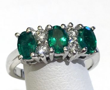 Diamond, Emerald and Gold Ring R1116