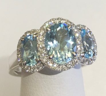 Diamond, Blue Topaz and Gold Ring R 1131