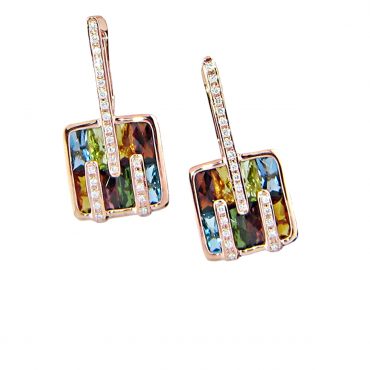Diamond, Multi-Gemstone and Gold Earrings ER1052