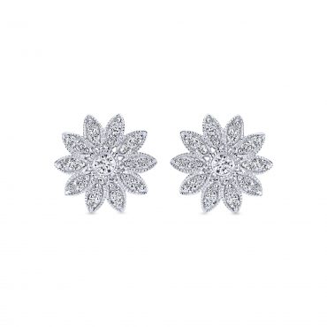 White Sapphire and Sterling Silver Stud Earrings SS1014