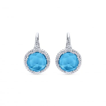 Turquoise and Rock Crystal Sterling Silver Drop Earrings SS1017