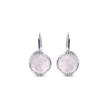 Pink Mother-of-Pearl, Rock Crystal and Sterling Silver Drop Earrings SS1020