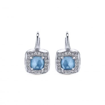 Turquoise, Rock Crystal and Sterling Silver Drop Earrings SS1023