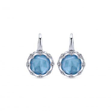 Turquoise, Mother-of-Pearl, White Sapphire Drip Earrings SS1025