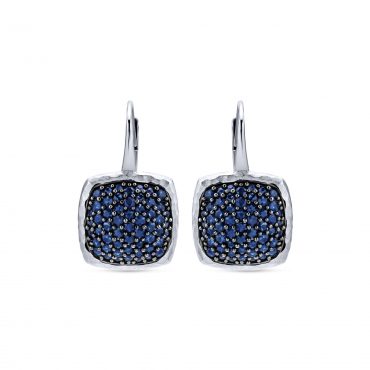 Blue Sapphire and Sterling Silver Drop Earrings SS1027