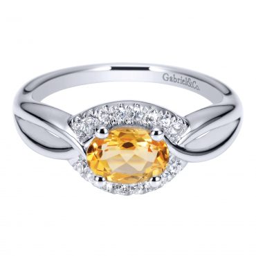 Sterling Silver, White Sapphire and Citrine Ring SS1039