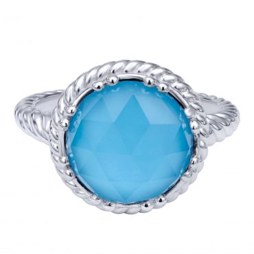 Sterling Silver, Turquoise and Rock Crystal Ring SS1041