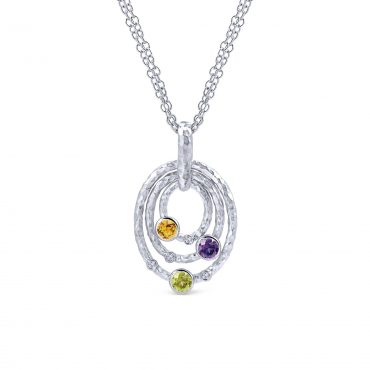 Sterling Silver and Multi-Gemstone Pendant SS1047