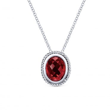 Sterling Silver and Garnet Pendant SS1061