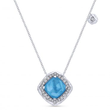 Turquoise, Rock Crystal and Sterling Silver Pendant SS1076